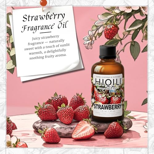 Image of HIQILI Strawberry Fragrance Oil, DIY Fruity Scent Perfume - 1 Fl Oz | Suitable for Diffuser Use, Great for Candle, Soap, Body Butter Making, Long-Lasting Aroma, Graduated Dropper Included