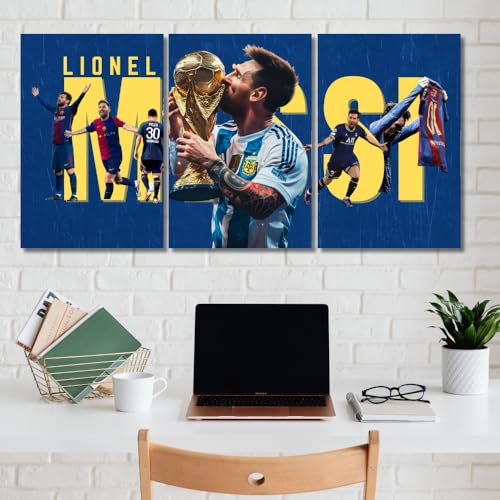 Image of Good Hope - Footballer Messi Motivational Quote 3 Split Posters 12x18 Inch - Soccer Wall Art for Bedroom, Football Legend Decor, Gift for Fans, Boys, Men, Sports Room, Wallpaper, Sticker, Wall Decoration (Split Poster(36x18 inch)) (Messi Blue)