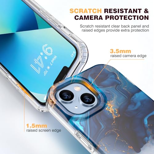Image of Diaclara Designed for iPhone 13 Case, Full Body Rugged Case with Built-in Touch Sensitive Anti-Scratch Screen Protector, Soft TPU Bumper Case for iPhone 13 6.1 inch (Water Blue)