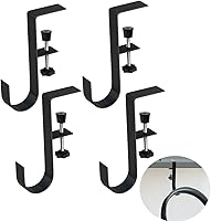 Teadokly 4-Pack Desk Hooks - Adjustable Under Desk Clip-On Storage for Bags, Headphones, Mugs (Black, 10kg Load)