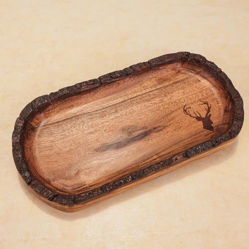 Image of Oh Deer Serving Platter | Deer Carving Multipurpose Platter for Snacks, Fruits & Desserts | Premium Table Decor Platter for Dining & Kitchen