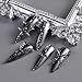 Furtherpretty Cone Spike Nail Charms Set, 3D Tiny Metal Square Pyramid Studs for Nails, Mixed Sizes Black & Silver Flat Back Punk Nail Charms, Gothic Y2K Rock Edgy DIY Manicure Decorations