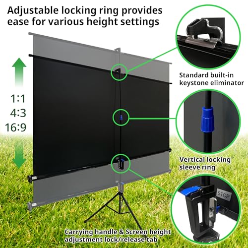 Elite Screens Tripod, 85-inch, Adjustable Multi Aspect Ratio Portable Pull Up Projection Projector Screen, T85UWS1 by Elite Screens - Image 5
