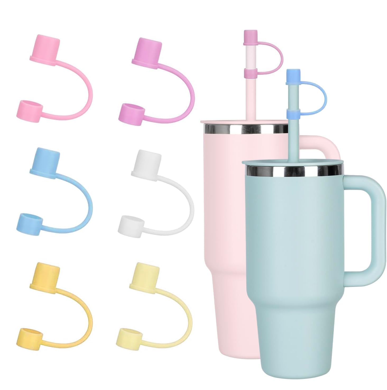 BananaHome 6Pcs Straw Cover Cap for Stanley Cup, Silicone Straw Topper Compatible with Stanley 30&40 Oz Tumbler with Handle,10mm Drinking Straw Tip Covers for Stanley Cups Accessories (6, 6 colors)