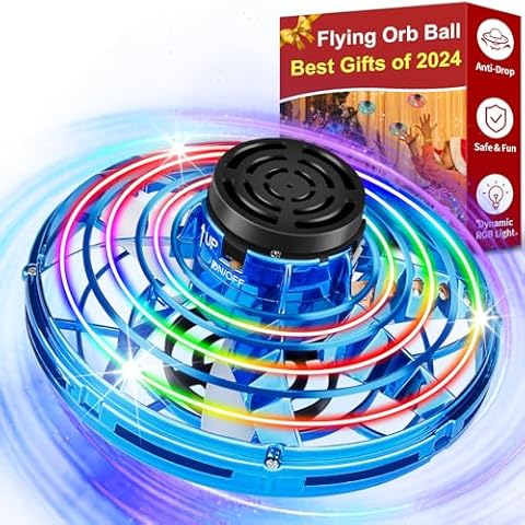 Vantexi Flying Fidget Spinner,2025 Upgraded Flying Spinner Mini Hand Drone with 360 ° Rotating and LED Lights Outdoor Indoor Toy,Mini UFO Toy Drone for Boys Girls Adults (Blue) Cover