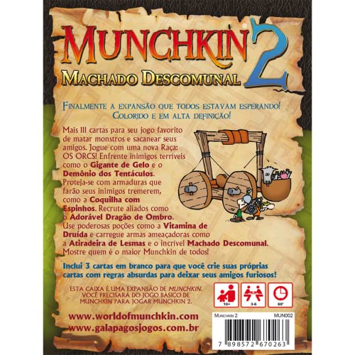 Galápagos, Munchkin 2: Machado Descomunal (Expansão), Jogo de Cartas para Amigos, 3 a 6 jogadores, 6