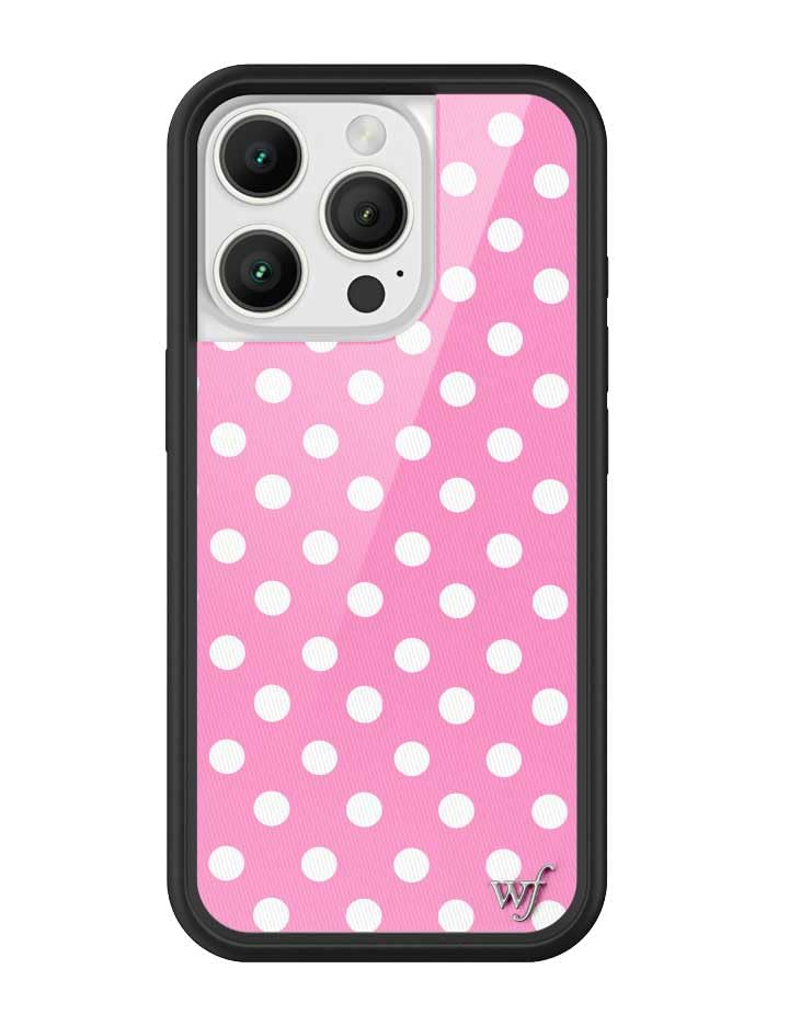 Image of Wildflower Cases - iPhone 16 Pro Compatible - Pink Polka Dot | Impact-Certified 6.5 ft Drop Protection Case, Raised Protective Bumper, Cute Aesthetic Design, Women-Owned Small Business
