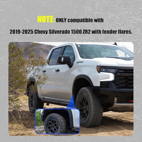 Image of Mud Flaps Splash Guards Compatible with Chevy Silverado ZR2 2023-2025, No-Drilling Mud Guards, Durable Protection Against Mud /Debris, Extended Coverage Wheel Well Protectors (Set of 4)
