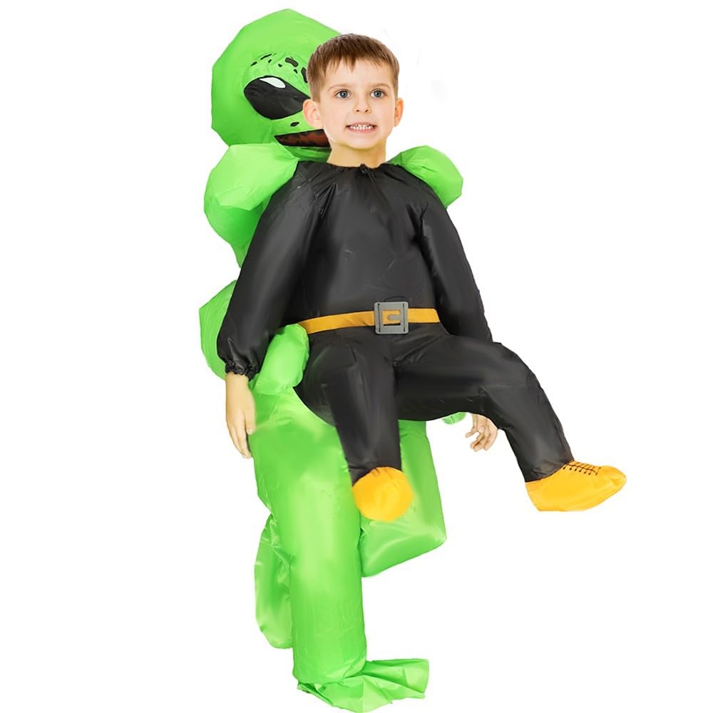 Rafalacy Kids Inflatable Alien Costume, Blow Up Alien Outfit for Children Halloween Party Costumes Fancy Dress(100-130cm) - Image 2