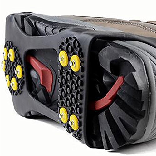 Leebei 2Pcs Non-Slip Shoe Cover,Ice Snow Grippers,Over Shoe Boot Traction Cleat Rubber Spikes Mountaineering Non-Slip Shoe Cover 10-Stud Slip-On Stretch Footwear (Small (Shoes Size:w 5-7/M 3-5)) #TOP2
