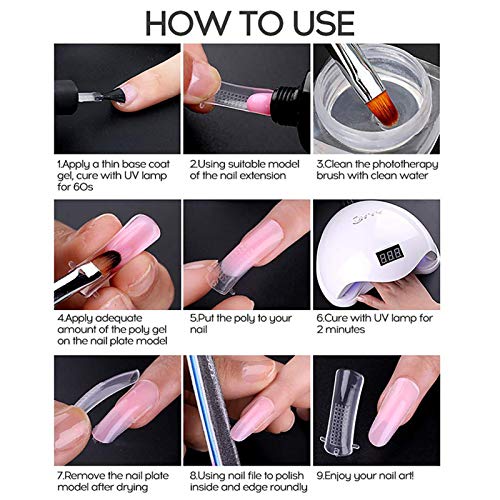 iBaste Nageldesign-Sets Nagellampe Starterset Poly Nagel Gel Set UV Lampe Nagelverlängerungsset Nails Starter Set – Bild 5