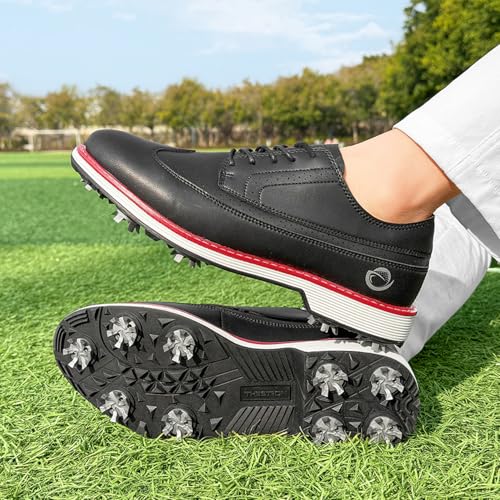Image of Golf Shoes Men Spikes Classic Golf Footwears Male Walking Sneakers for Golfers Size 7-14