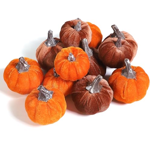 Coferset 12pcs Fall Pumpkins Decor Set,Artificial...