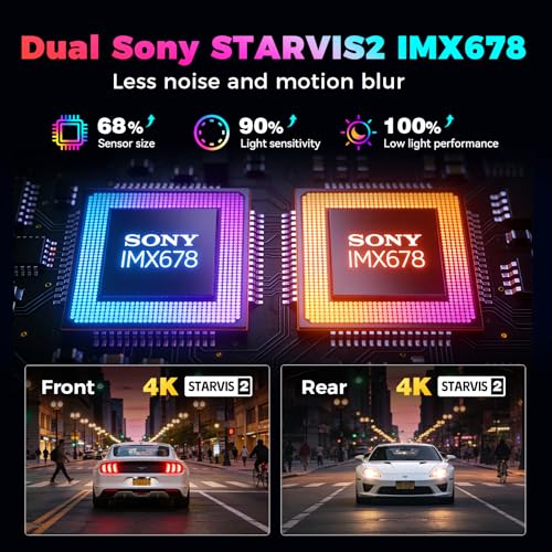 Image of DDPAI Dual 4K Dashcam,Dashcams for Car with Free 128G eMMC + CPL,Dual STARVIS 2 IMX678 + IMX678 Sensors Front and Rear Car Camera,AI ISP Night Vision 2.0,4G,ADAS,WiFi,24H Parking Mode,Z90 Master Dual