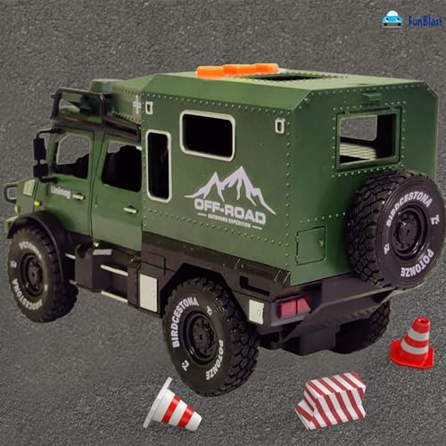Image of FunBlast Military Truck Toy for Kids, Pull Back Truck Toy, Off Road Army Vehicle Trucks Toys, Friction Power Toys Battle Field Trucks with Light & Sound for 3+ Years Old Boys, Girls, Kids (Green)