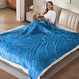 SUNNY HEAT Electric Blanket Full Size 72'x84' - Warm Flannel Heated Blanket with 4 Heating Levels & 10 Auto Off, Winter Comfort Aid Bedding, Teal