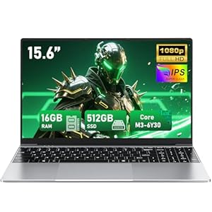 FUNYET Ordenador Portátil, 2026 Laptop de 15,6 Pulgadas, 16GB RAM 512GB SSD, PC Portátil Core M3-6Y30, IPS FHD 1920 x 1080 Notebook Laptop,180°Open, 5000 mAh, Ranura para Tarjeta TF, Estudiante,Type-C
