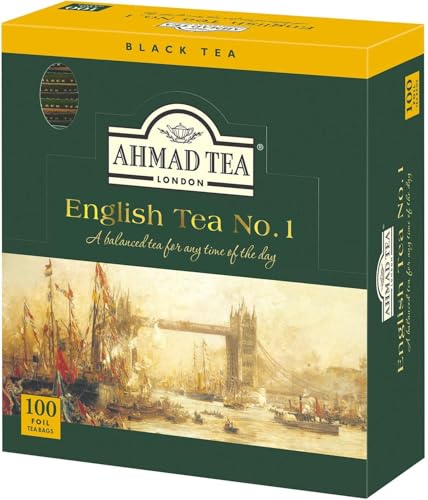 Ahmad Tea - English Tea No. 1 - Schwarztee-Mischung mit Bergamotte - Einzeln verpackte, Aromaversiegelte Teebeutel mit 2g Tee pro Portion - 100 Stück"