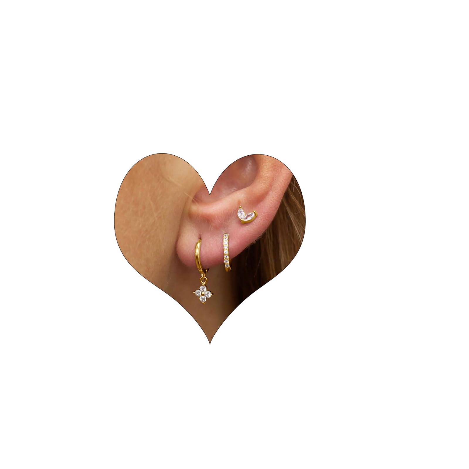 VELESAY Pequeño Pendientes Oro Mujer Pendientes 14k Chapado Oro Pendientes de Aro Mujer Pendientes Hipoalergénico CZ Tiny Juego Pendientes Huggie Cartílago Oro Pendientes Mujer Dorados