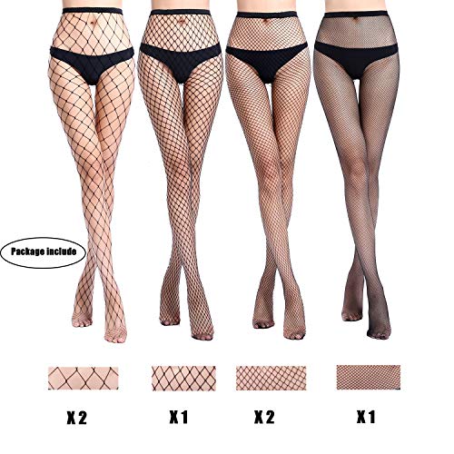 Fullsexy Fishnet Stockings for Women Thigh High Stockings High Waist Suspander Pantyhose (6 Pack) - Thumbnail 4