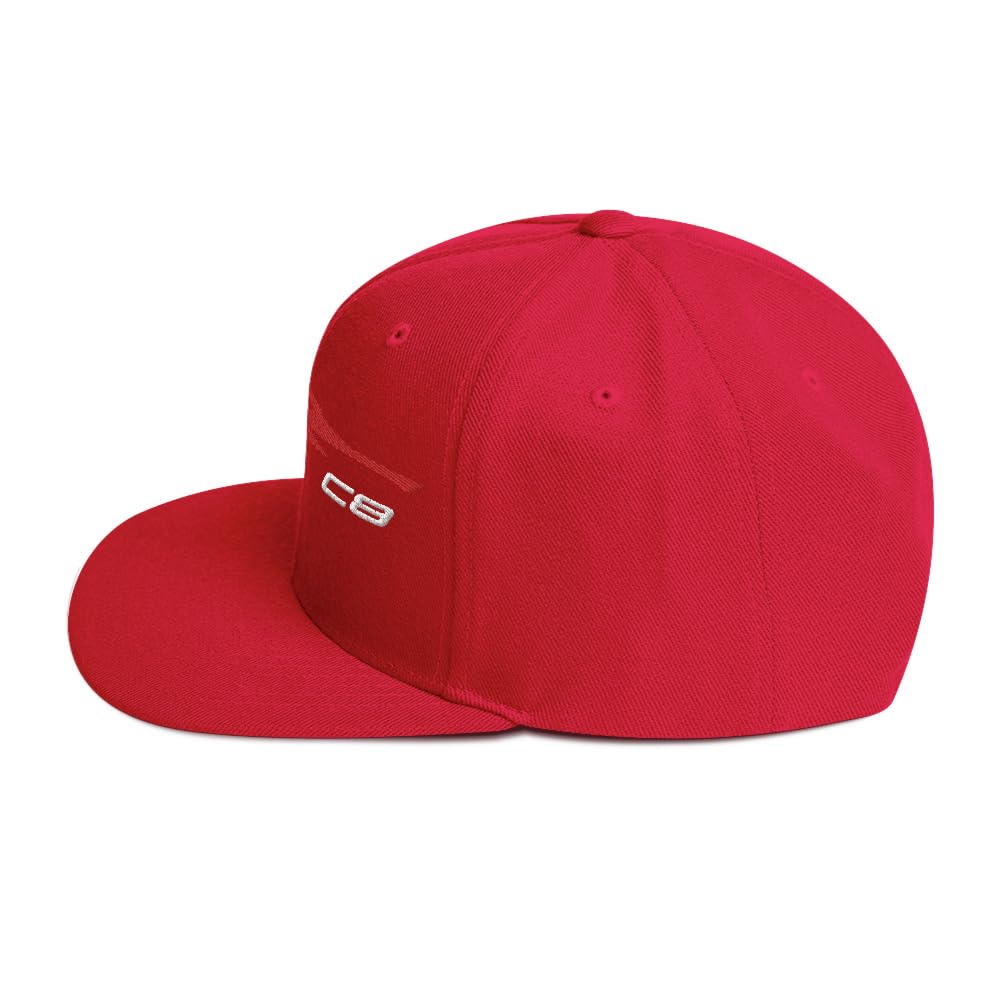 C8 zarys sylwetka latarka czerwona Vette Owner Snapback kapelusz