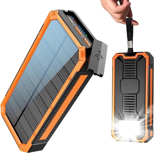 Chargeur Solaire 20000mAh PD20W Batterie Externe Solar Power Bank Chargeur Portable USB C Charge Rapide Compatible avec Téléphone Tablette