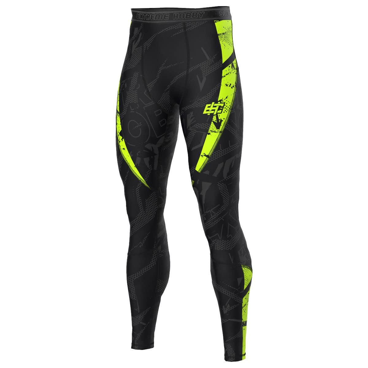 PhoneMate Legginsy sportowe męskie NEO, legginsy dla mężczyzn, sporty walki, spodnie do biegania, długie z efektem kompresji, funkcja szybkiego schnięcia