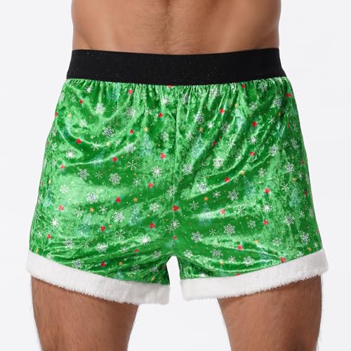 ABAFIP Men Funny Christmas Boxers Velvet Xmas Boxer Shorts Flannel Santa Claus Xmas Holiday Underpants3