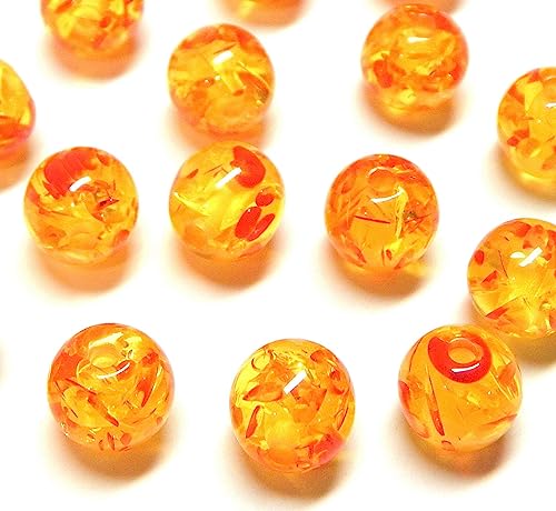Perlin 60 pcs 8 mm Red Round with Flower Acrylic Resin Beads, 8mm - Image 3