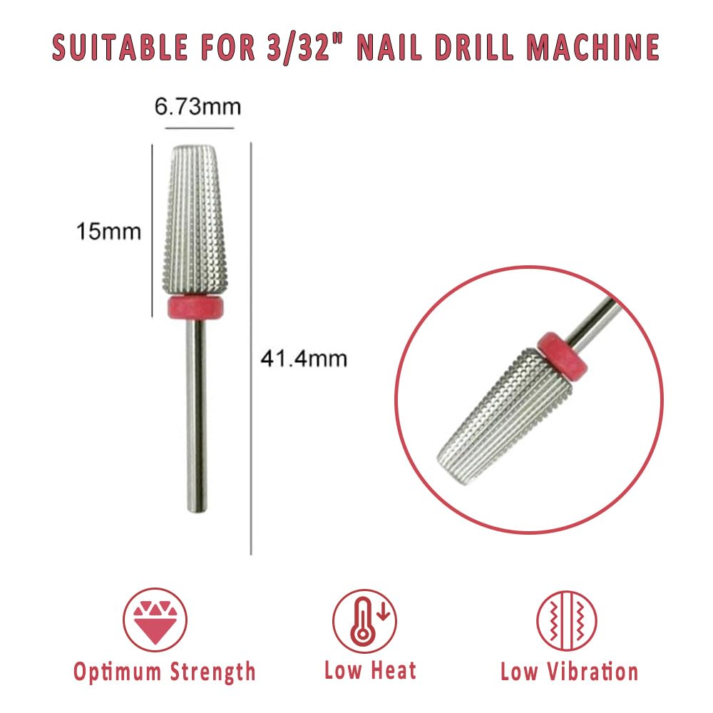 Broca profesional 5 en 1 de carburo para uñas, elimina geles acrílicos, pulido de uñas, superficie desigual de las uñas, vástago de 3/32 pulgadas, rotación bidireccional, manicura, pedicura,