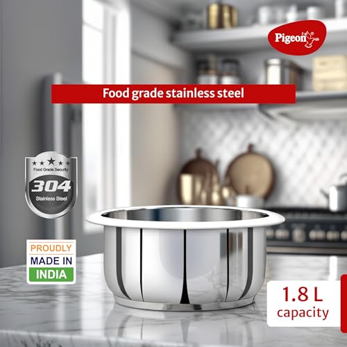 Image of Pigeon Stainless Steel Bowl, 26 cm Diameter, Compatible with 1.8 L Rice Cooker (Silver, Induction Bottom)
