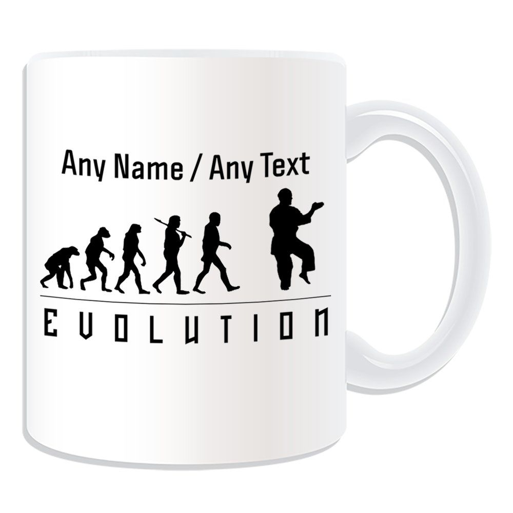 Personalised Gift - Tai Chi Mug (Evolution Design White) Any Name Message Unique - Player Outline Olympic Game Sport Coach Kung Fu Kungfu KongFu Kun Fan Chuan Taiji China Chinese Shifu History