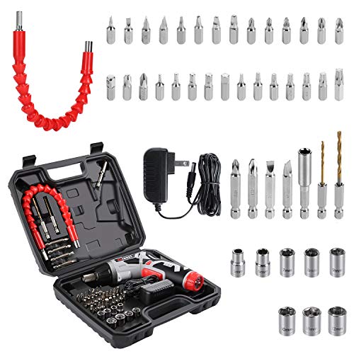 Electric Screwdriver, AsFrost Cordless Screwdriver, Rechargeable 3.6V MAX 2000mAh Li-ion, 45pcs Accessories, Battery Indicator, 7 Torque Setting, 2 Position Handle with LED Light, Flexible Shaft - Thumbnail 2