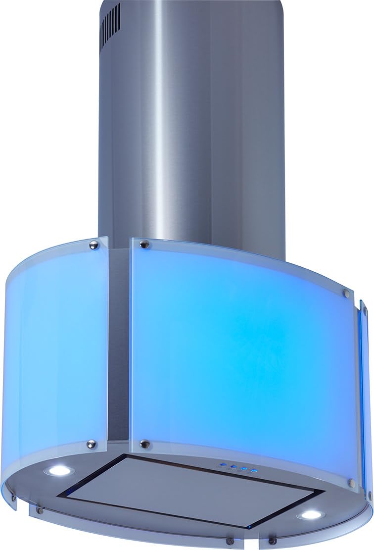 ROK Design Inselhaube 70cm Glas Edelstahl LED 605m³/h 3 Stufen
