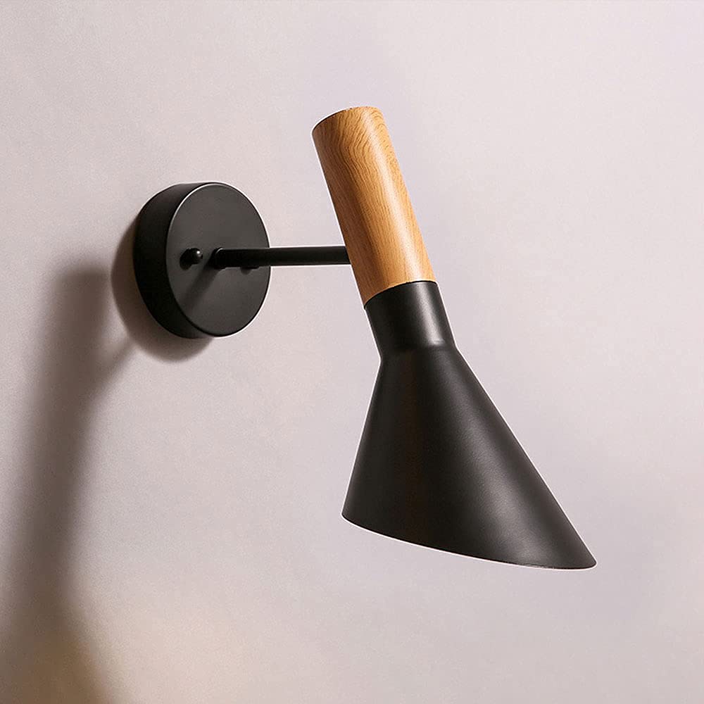 Lámpara de lectura interior de madera y metal geométrico para cabecera