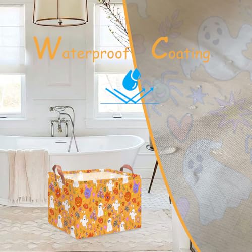 Image of NTAO Gift Storage Basket Empty for Halloween, Storage Bin with Handles, Room Decor, Book Box(Cartoon Halloween)