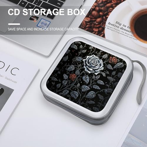 Estuche para CD Rose Gothic de plástico duro con capacidad para 40 discos y cremallera 5