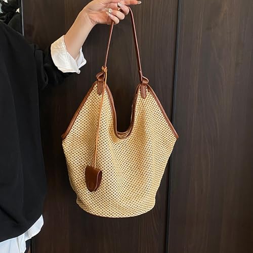 Bolso de paja para mujer tipo tote grande miniatura 2
