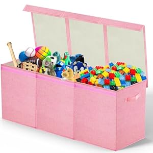 Large Toy Box Chest,Big Toy Storage Organizer,Storage Bins with Lids,Stuffed Animal Storage,Toy Bins for Kids Extra Large,Toddlers,Baby,Girls,Nursery,Living room,playroom(Pink)