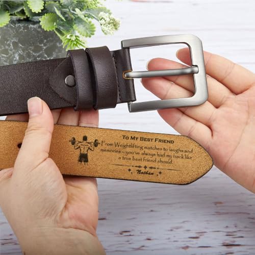 Custom Name Gift for Friends Who Love American Football – Leather Belt for Men K0AnO13