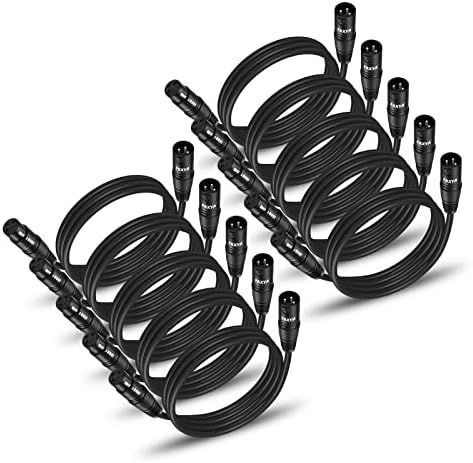 EBXYA XLR Cable 3 Ft 10 Pack, Premium XLR Male to Female Microphone Patch Cables 3 Pin Mic ​Cords DMX512 Lighting Cable Compatible with Speakers, Mixer, Stage Lighting