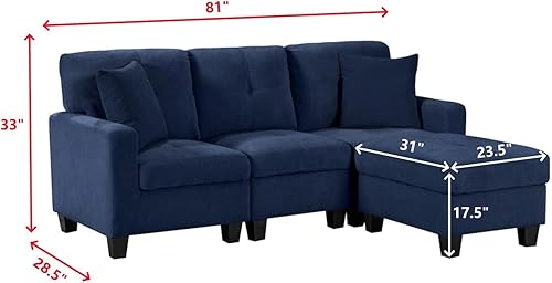 Miniatura 2 de Sofá modular de 4 asientos con otomana de almacenamiento, juego de muebles de sala de estar en forma de L y U para espacios pequeños, espuma