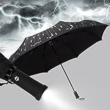 Adroitbear Fully-Automatic Meteor Folding Umbrella Use Waterproof Coating and 180° Rotating Led Lighting Umbrella Handle