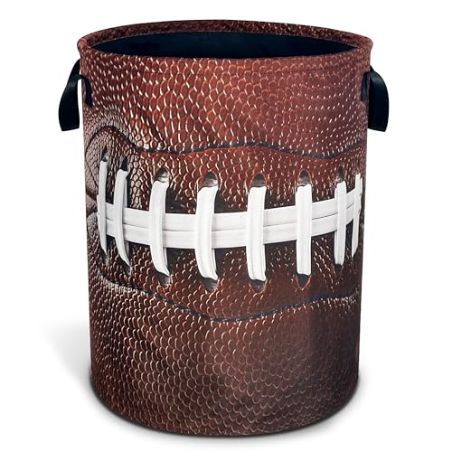 Image of Football Laundry Basket American Ball Foldable Oxford Cloth Funny Tote Bag Laundry Hamper Clothes Storage Bucket Organizer For Bathroom/Laundry Storage/Bedroom 17.7x13.7 Inch