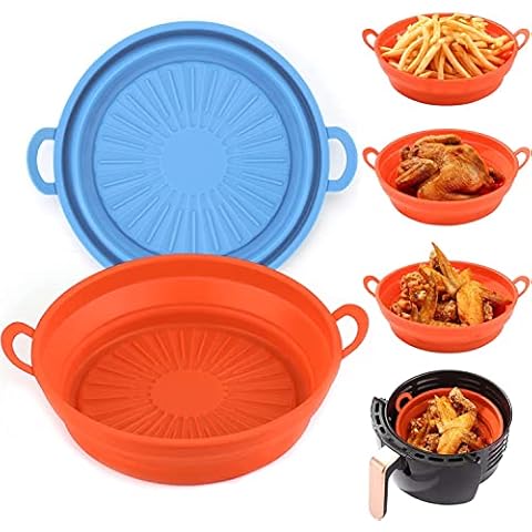 Silicone Air Fryer Liner, 2Pcs Reusable Airfryer Liners, 7.9" Air Fryer Silicone Pot, Air Fryer Baking Tray Accessories, Replacement for Disposable Paper Liner, Compatible with Ninja, Tower, COSORI Cover
