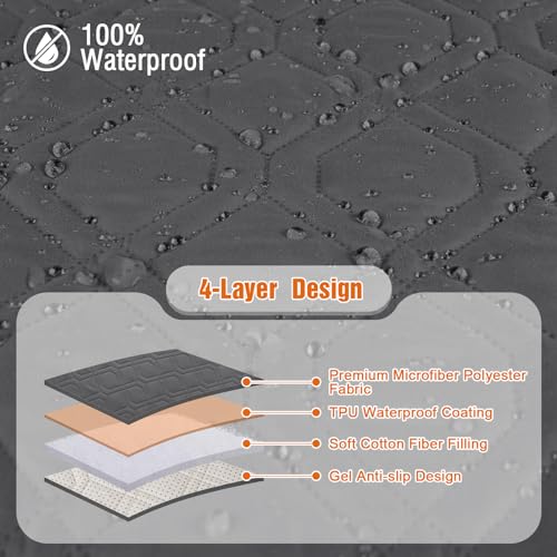Image of VANSOFY 100% Waterproof Recliner Chair Covers, Recliner Cover Non-Slip Dog Chair Cover Furniture Protector Washable Slipcover with Pocket, Elastic Straps for Pets, Dogs(Charcoal Gray, 28 inch)