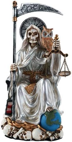 Pacific Giftware Santa Muerte Saint of Holy Death Seated Religious Statue 9 Inch Purification (Silver)