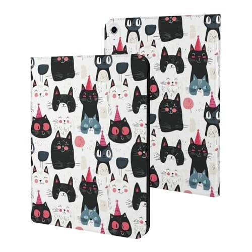 Étui pour iPad 10e génération à mise en veille auto et motif chat coloré