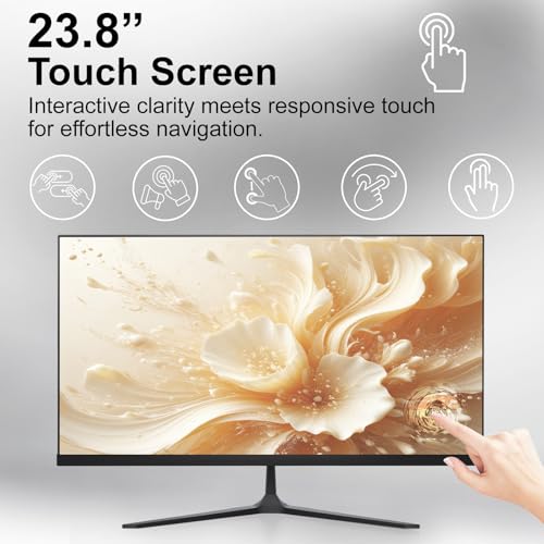 Image of 23.8 inch Touchscreen All-in-One Desktop Computer Space-Saving for Work&Study | Core i7 Processor 4Cores 16GB RAM 512GB SSD with WiFi6 Bluetooth5.3 and Wired Keyboard with Mouse