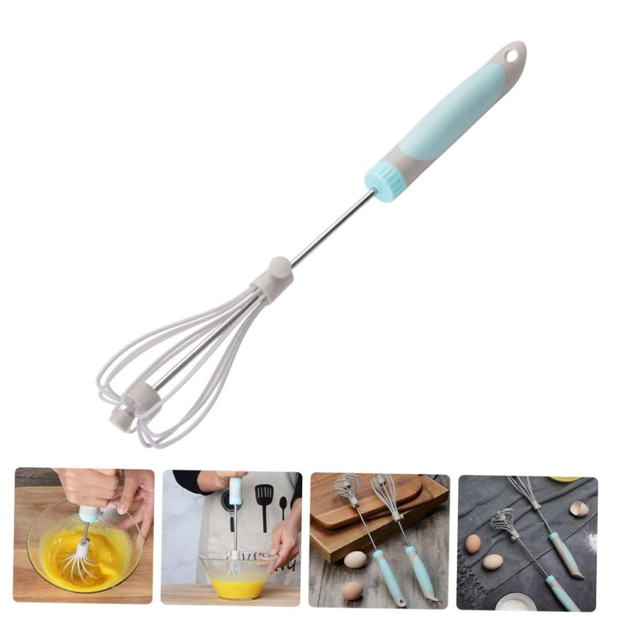 Batidor Varillas Cocina Mezclador De Crema Manual De Harina De Pan, Herramienta Rotativa De Acero Inoxidable, Espumador De Leche Rotativo De Nailon Barillas Batir Batidor De Huevo